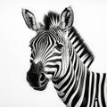 Realistic Zebra Portrait Tattoo Drawing On White Background