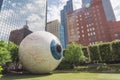 Realistically rendered fiberglass sculpture Giant Eyeball in downtown Dallas, Texas Royalty Free Stock Photo