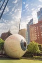 Realistically rendered fiberglass sculpture Giant Eyeball in downtown Dallas, Texas Royalty Free Stock Photo