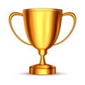 Realistick trophy cup. Champion trophy. Shiny golden cup. Sport award. Winner prize. Vector illustration