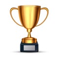 Realistick trophy cup. Champion trophy. Shiny golden cup. Sport award. Winner prize. Vector illustration