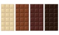 Realistik chocolate bar. Milk, dark, white chocolate bar set. Vector illustration. Royalty Free Stock Photo