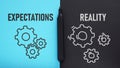 Reality vs Expectations are shown using the text Royalty Free Stock Photo