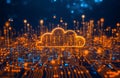 In the realm of abstract cloud computing, technology ensures secure encrypted storage, personal data protection, and