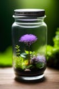 Life in a jar micro world of fantasy magic generated by ai