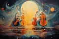 Celestial harpists, playing melodies that resonate through the heavens - Generative AI