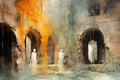 Ghostly apparitions haunting ancient ruins and crumbling castles - Generative AI