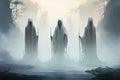 Ethereal mist guardians, protecting sacred sites with their veiled presence - Generative AI