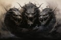 Ferocious shadow dragons, wreathed in darkness and possessing formidable power - Generative AI