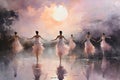 Graceful moonlit dancers, moving in perfect synchrony with the celestial rhythms - Generative AI