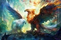 Loyal griffins, majestic creatures with the body of a lion and the wings of an eagle - Generative AI