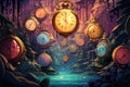 Time-traveling pocket watches, allowing glimpses into past and future moments - Generative AI