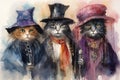 Scheming witches' familiars, such as cunning black cats - Generative AI