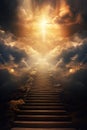 stairway to heaven. stairs leading to a glowing cross. salvation concept. Royalty Free Stock Photo