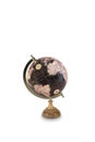 Antique globe isolated on white background with clipping path and shadow