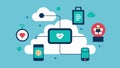 Realtime Monitoring Devices Vector icons of wearable health monitoring devices like smarches connected to a cloudbased