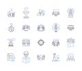 Realtime property management software line icons collection. Efficiency, Streamlined, Automation, Integration, Tracking