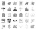 Realtor, agency mono,outline icons in set collection for design. Buying and selling real estate vector symbol stock web