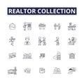 Realtor collection line vector icons and signs. Collection, Agency, Service, Finance, Property, Broker, Investment, Home Royalty Free Stock Photo