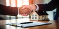 A realtor presenting a title deed to a new homeowner, symbolizing the official transfer of ownership.