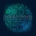 Realtor round colored vector illustration in outline style