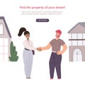 Realtor shaking hands with man buying a house Royalty Free Stock Photo