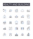 Realty and building line icons collection. Opulence, Extravagance, Decadence, Lavishness, Affluent, Grandiose Royalty Free Stock Photo