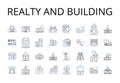 Realty and building line icons collection. Property and estate, Home and shelter, Dwelling and habitation, Residence and