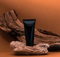 ÃÂ¡ream tube on a stone with a background of wood Royalty Free Stock Photo