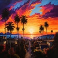reamy californian sunset in dark colo
