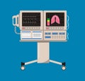 Reanimation equipment for unconscious patients. Intensive care unit clinic with air oxygen sensor for medical ventilation.