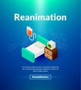 Reanimation poster of isometric color design