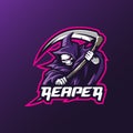 Reaper mascot logo design vector with modern illustration concept style for badge, emblem and tshirt printing. Angry reaper Royalty Free Stock Photo