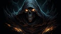 Reaper Skull With Fiery Eyes - Dark And Dramatic Artwork