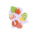 Reaping autumn harvest flat vector concept illustration with abstract shapes