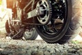 Rear chain and sprocket of motorcycle Royalty Free Stock Photo