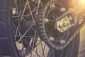 Rear chain and sprocket of motorcycle wheel