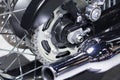 Rear chain and sprocket of motorcycle wheel Royalty Free Stock Photo