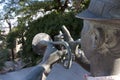 Rear close up picture of a Trumpet player statue in Kitano district of Kobe, Japan Royalty Free Stock Photo