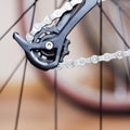 Rear derailleur and chain of mountain bike