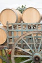 Rear detail old cart with oak wine barrel Royalty Free Stock Photo