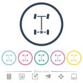 Rear differential lock flat color icons in round outlines