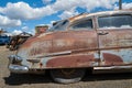 The rear door and quarter panel of a 1952 Hudson Commodore 8 car in Pomeroy, Washington, USA - May 4, 2021 Royalty Free Stock Photo