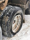 Flat deck trailer and blown out tire