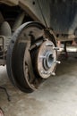 Rear drum brake assembly on truck