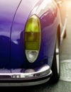Rear end of blue classic car Royalty Free Stock Photo
