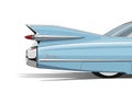 The rear end of a classic blue Cadillac, emphasizing its iconic Royalty Free Stock Photo