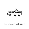 Rear end collision icon. Trendy modern flat linear vector Rear e Royalty Free Stock Photo