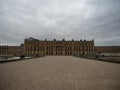 Rear facade panorama view of Versailles Castle palace architecture from Parterre du Midi garden park near Paris France Royalty Free Stock Photo