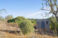 Monte Judeu, Portugal - August 16 2022: The rear of garden of single-storey red-tiled villa